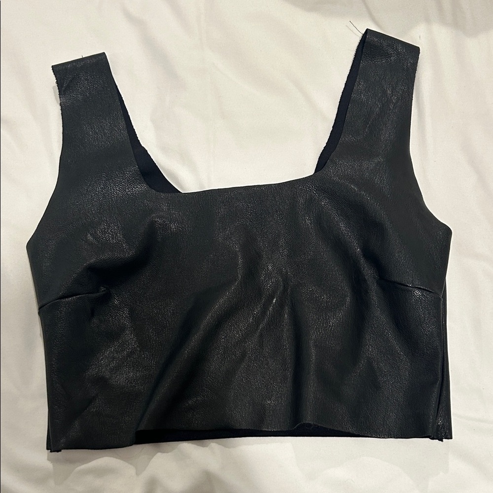 Black leather Women's crop Top